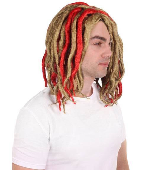 Rapper Middle Dreadlock Wig | Red Blonde Celebrity Wigs | Premium Breathable Capless Cap