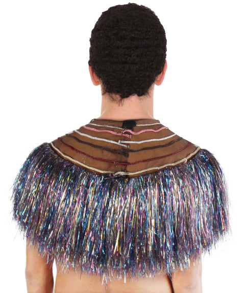 Adult Unisex Rainbow Tinsel Dress Less Pharaoh Collar Costume Piece