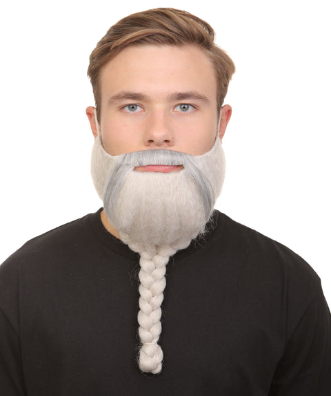 HPO Adult Men's Silver Braided Vikings Beard and Mustache