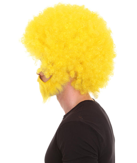 HPO Adult Unisex 80's Painter Afro Wig and Beard Set | Easy and Classic Celebrity Costume | Premium Halloween Wig