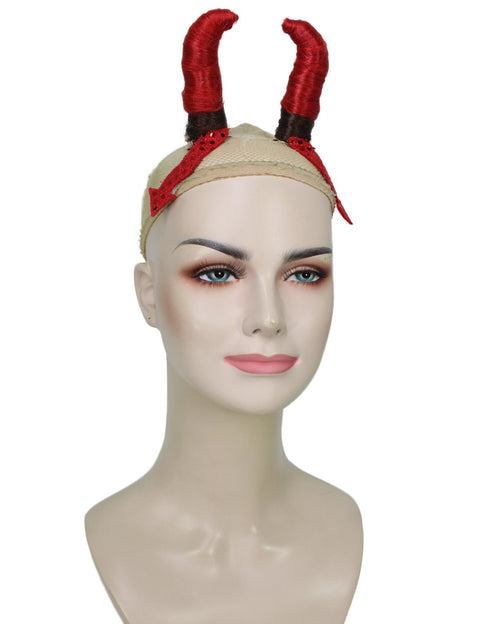 Adult Women's 5" Short Length Halloween Cosplay Devil Horns Accessory Demon Costume Piece, Made of 100% Polyester | HPO