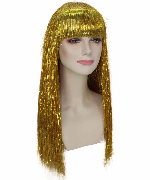 Adult Womens Long Tinsel Wig Collection | Party Ready Fancy Cosplay Halloween Wig | Premium Breathable Capless Cap