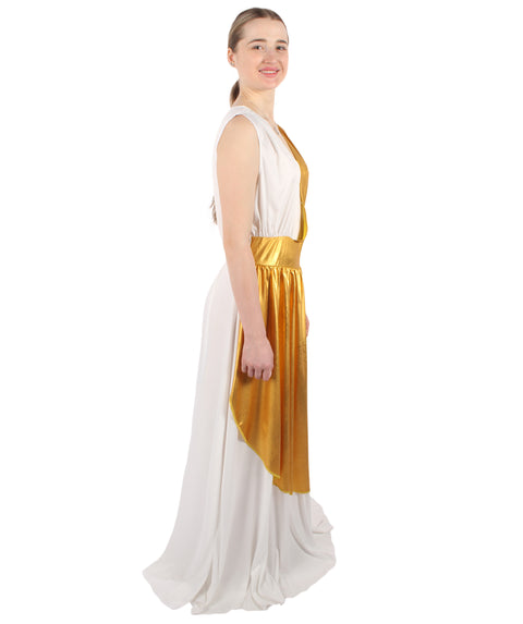 Adult Women's Greek Goddess Angel Costume |  White & Gold Cosplay Costume