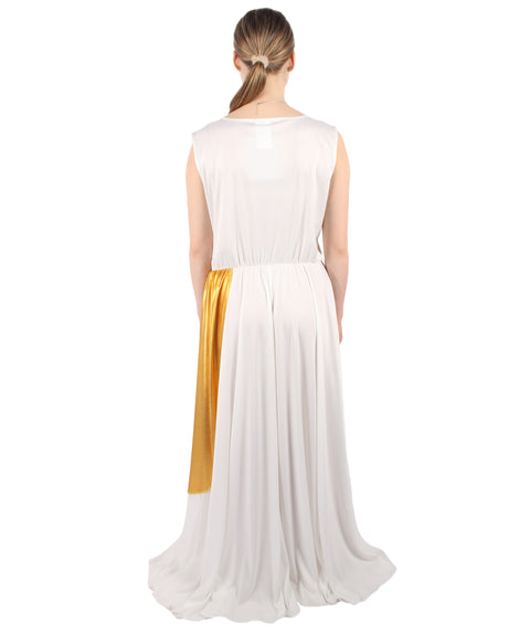 Adult Women's Greek Goddess Angel Costume |  White & Gold Cosplay Costume