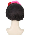 Adult Women’s Mexican Artist Black / Pink Floral Braided Wig