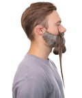 HPO Adult Men's Giant Grey & Brown TriCup Wizard Champion Mustache and Beard