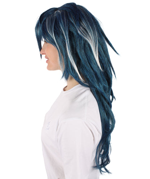 HPO Adult Unisex Anime Kaeya Role-playing Anime Cosplay Navy-Blue Wig