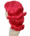 Adult Unisex Drag Race Firetruck Red Wavy Ends & Bangs Wig