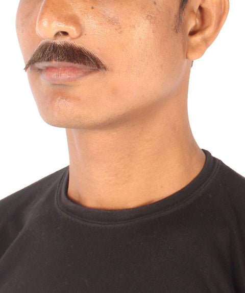 HPO Men's Human Brown Facial Hair Mustache | Multiple Color Options