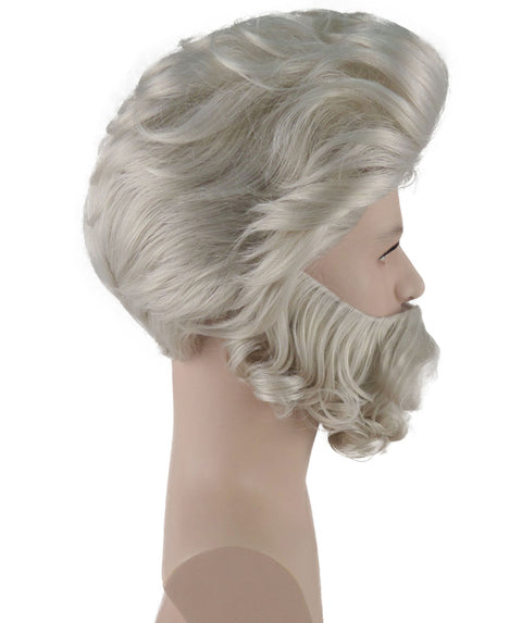 Moose Wig and Beard Set | Grey All Back Wigs | Premium Breathable Capless Cap