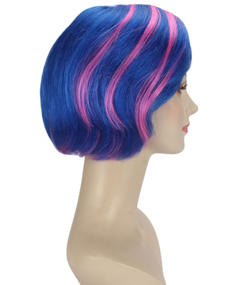Short Blue and Pink Bob Wig with Bangs | Goods By BC