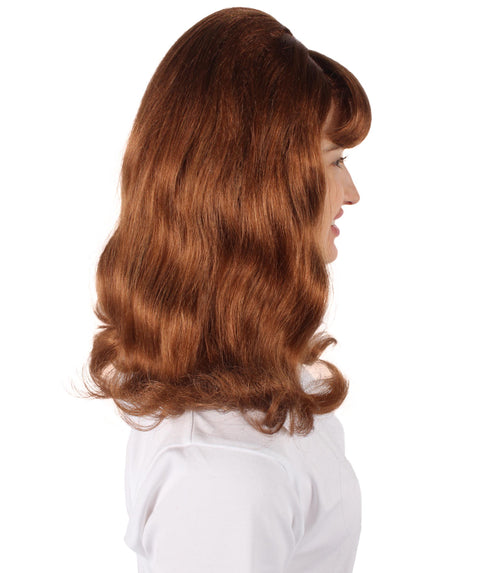 HPO Adult Women’s 60s Hollywood-Style Wavy Brown Wig From Classic Sitcom