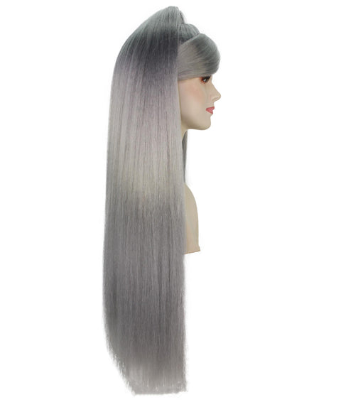 Adult Women's Silver American Pop Star High Ponytail Wig