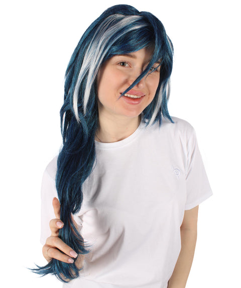 HPO Adult Unisex Anime Kaeya Role-playing Anime Cosplay Navy-Blue Wig