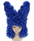 Adult Unisex Drag Race Blue Curly Queen of Hearts Diva Wig