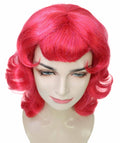 Adult Unisex Drag Race Firetruck Red Wavy Ends & Bangs Wig