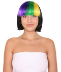 Mardi Gras Bob Womens Wig | Colorful Fancy Party Event Ready Halloween Wig | Premium Breathable Capless Cap