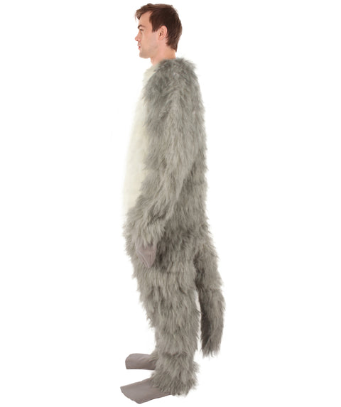 HPO White and Grey Civet Cat Costume  - Long Synthetic Fibers