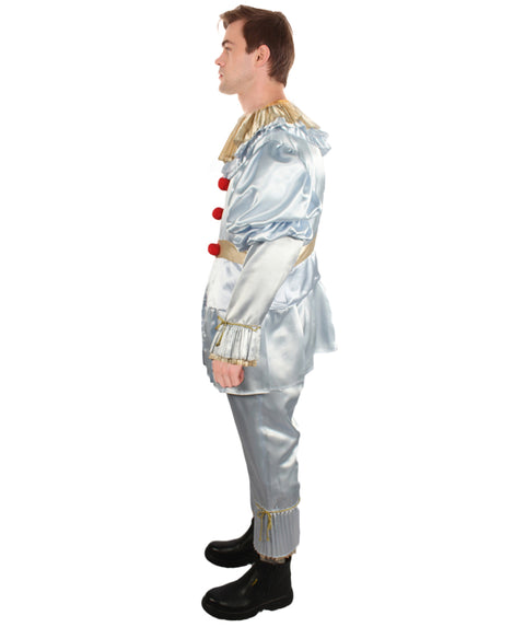 Adult Men's Horror Movie Clown Costume | Silver Halloween Costume | Synthetic Material