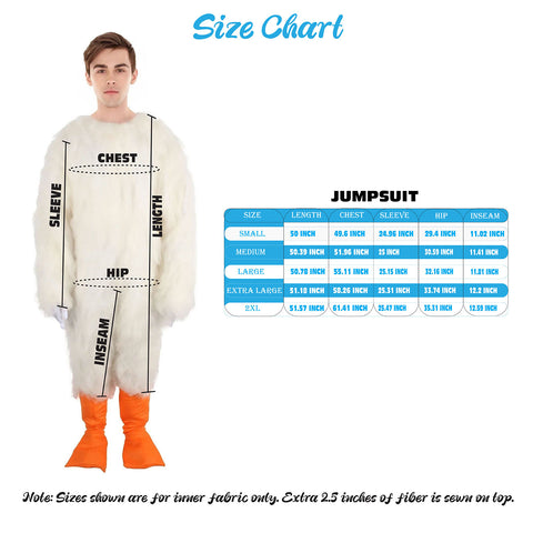 HPO Adult White and Orange Furry  Stork Costume with Beak and Tail I Best for Halloween I Flame-retardant Synthetic Fiber With Fabric Included