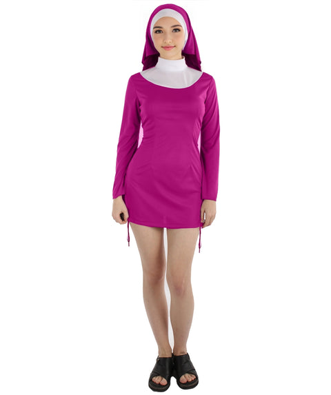 Adult Women's Naughty Nun Costume | Purple Halloween Costume