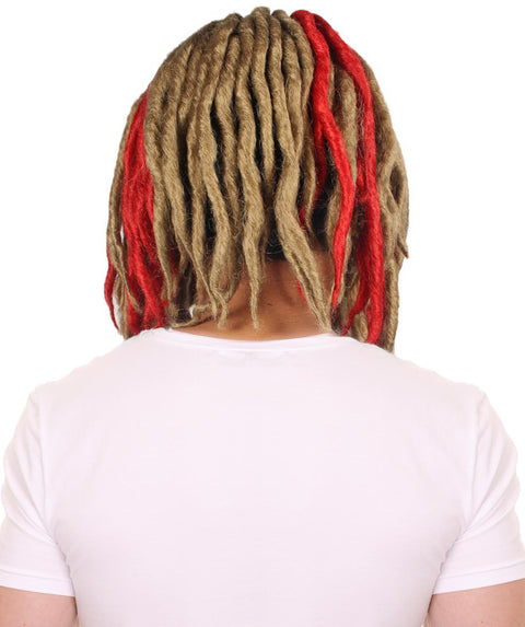 Rapper Middle Dreadlock Wig | Red Blonde Celebrity Wigs | Premium Breathable Capless Cap