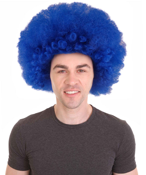 Banana Costume Super Afro Scary Clown 70's Disco Halloween Wig| Blue Color | Goods By BC
