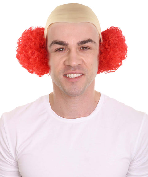 Bald Curly Red Mens Clown Wig | Red Wig With Cap