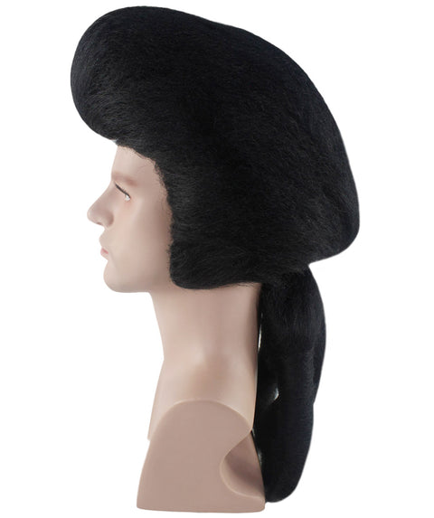 Mens Colonial Wavy Judge Black Historical Wigs | Premium Breathable Capless Cap