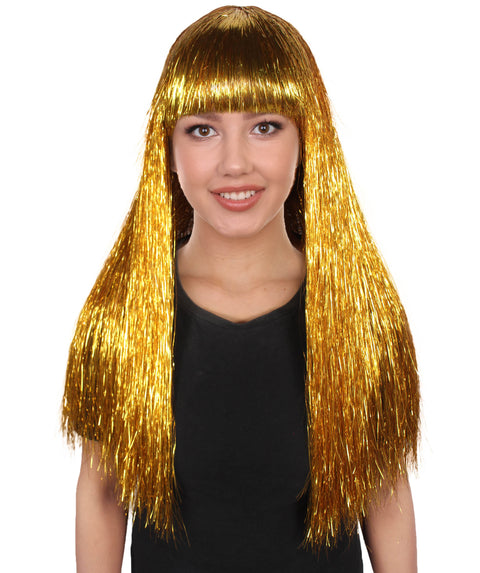 Adult Womens Long Tinsel Wig Collection | Party Ready Fancy Cosplay Halloween Wig | Premium Breathable Capless Cap