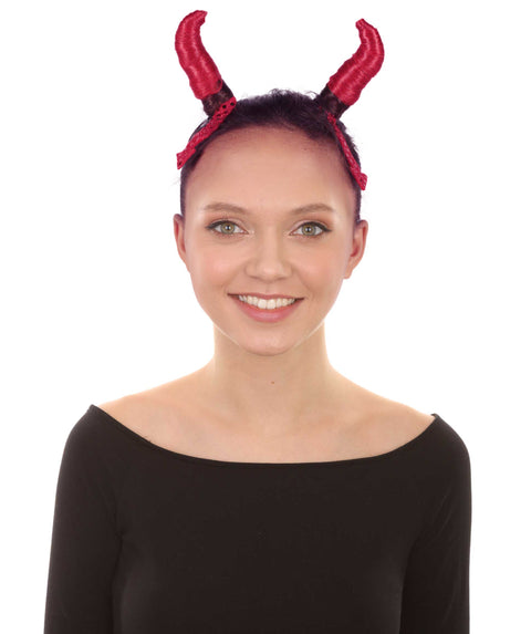 Adult Women's 5" Short Length Halloween Cosplay Devil Horns Accessory Demon Costume Piece, Made of 100% Polyester | HPO