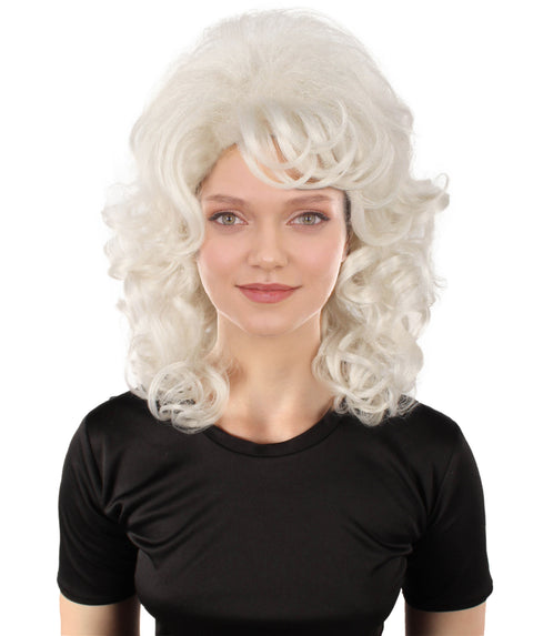 HPO Adult Women’s Puffy Wavy Country Music Star White Blonde Wig
