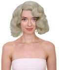 HPO Adult Women’s American Half-Blood Witch Blonde Wig, Blonde Retro-styled Wavy Wig,  Breathable Capless Cap, Flame-retardant Synthetic Fiber
