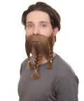 HPO Adult Men's Auburn Brown Braided Vikings Beard and Mustache