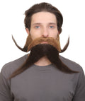 HPO Adult Men's Giant Brown Twisted Wizard Champion Mustache and Beard