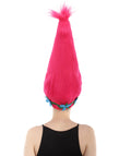 Adult Women's Premium Pointy Princess Troll Pink Wig with Blue Flower Headband