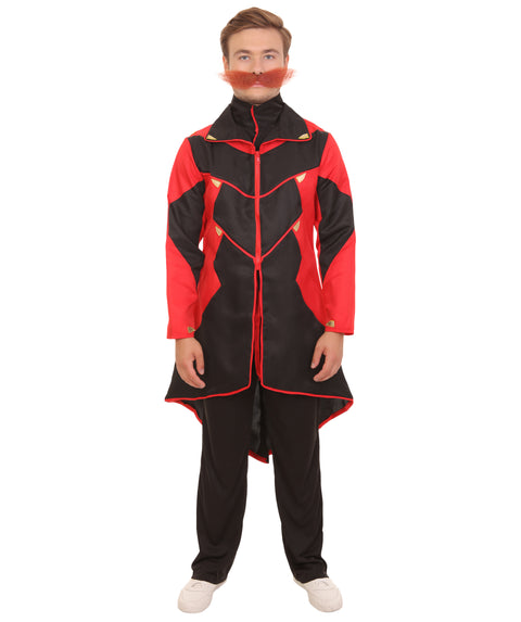 Adult Men Video Game Villain Scientist Red Costume Set , Multiple Size Options