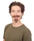 HPO Adult Men's Fake Human Hair French Emperor Holiday Doc Mustache Goatee Brown