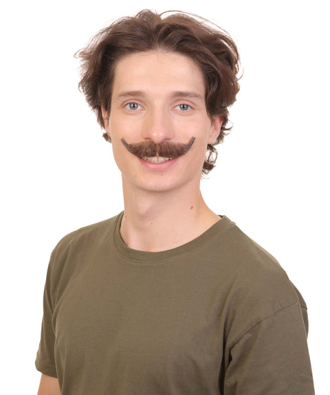 HPO Adult Men's Fake Human Hair Virtual Salesman Mustache | Brown Color