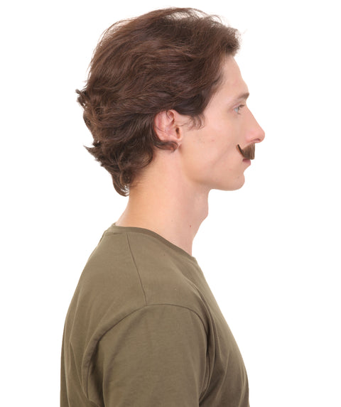 HPO Adult Men's Fake Human Hair Virtual Salesman Mustache | Brown Color