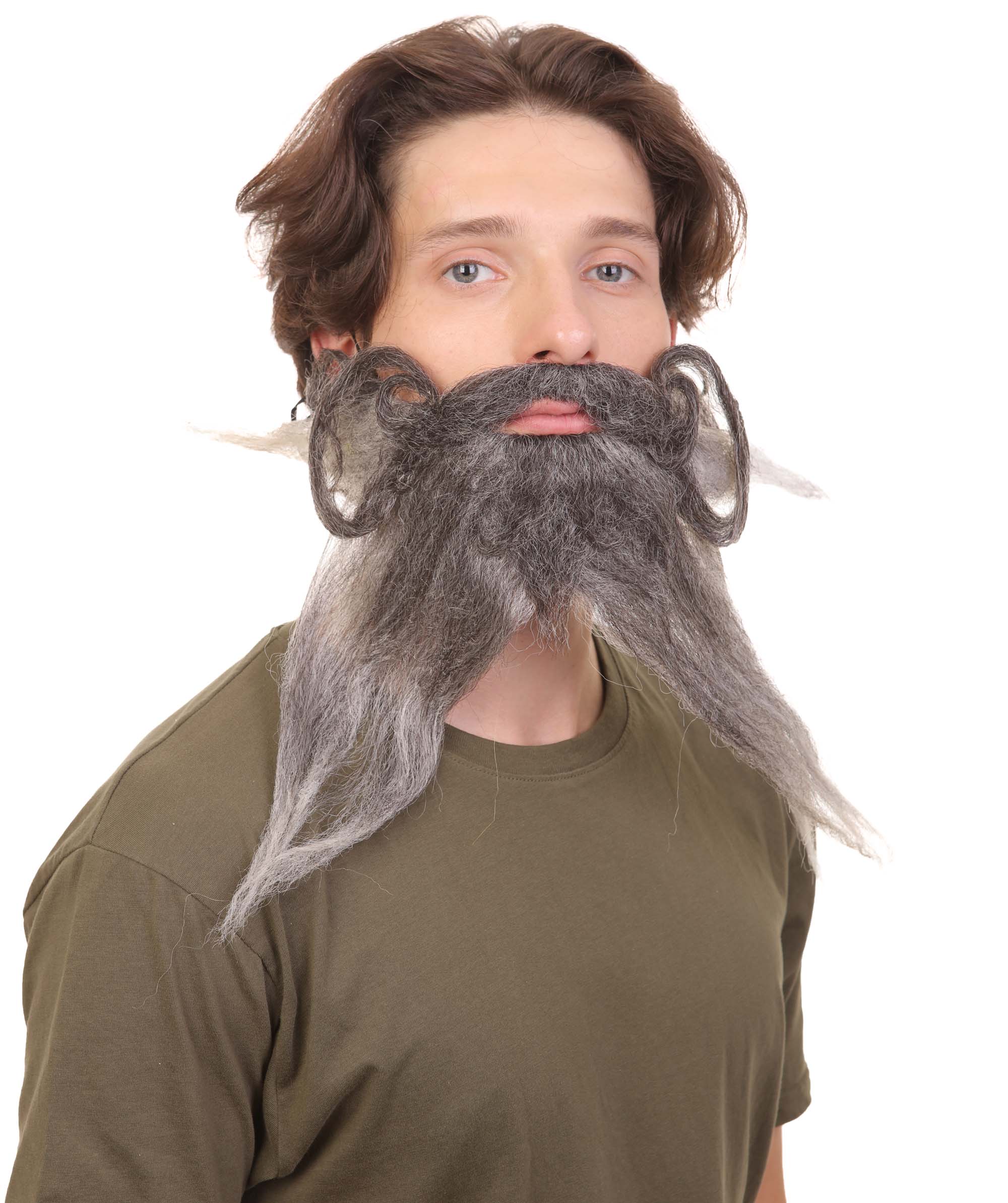 Men's Giant Black & Silver Twisted Pirate Champion Mustache and Beard ...