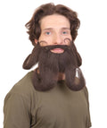 Adult Men's Giant Black Twisted Wizard Champion Mustache and Beard Made with Synthetic Fiber | HPO