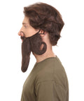 Adult Men's Giant Black Twisted Wizard Champion Mustache and Beard Made with Synthetic Fiber | HPO
