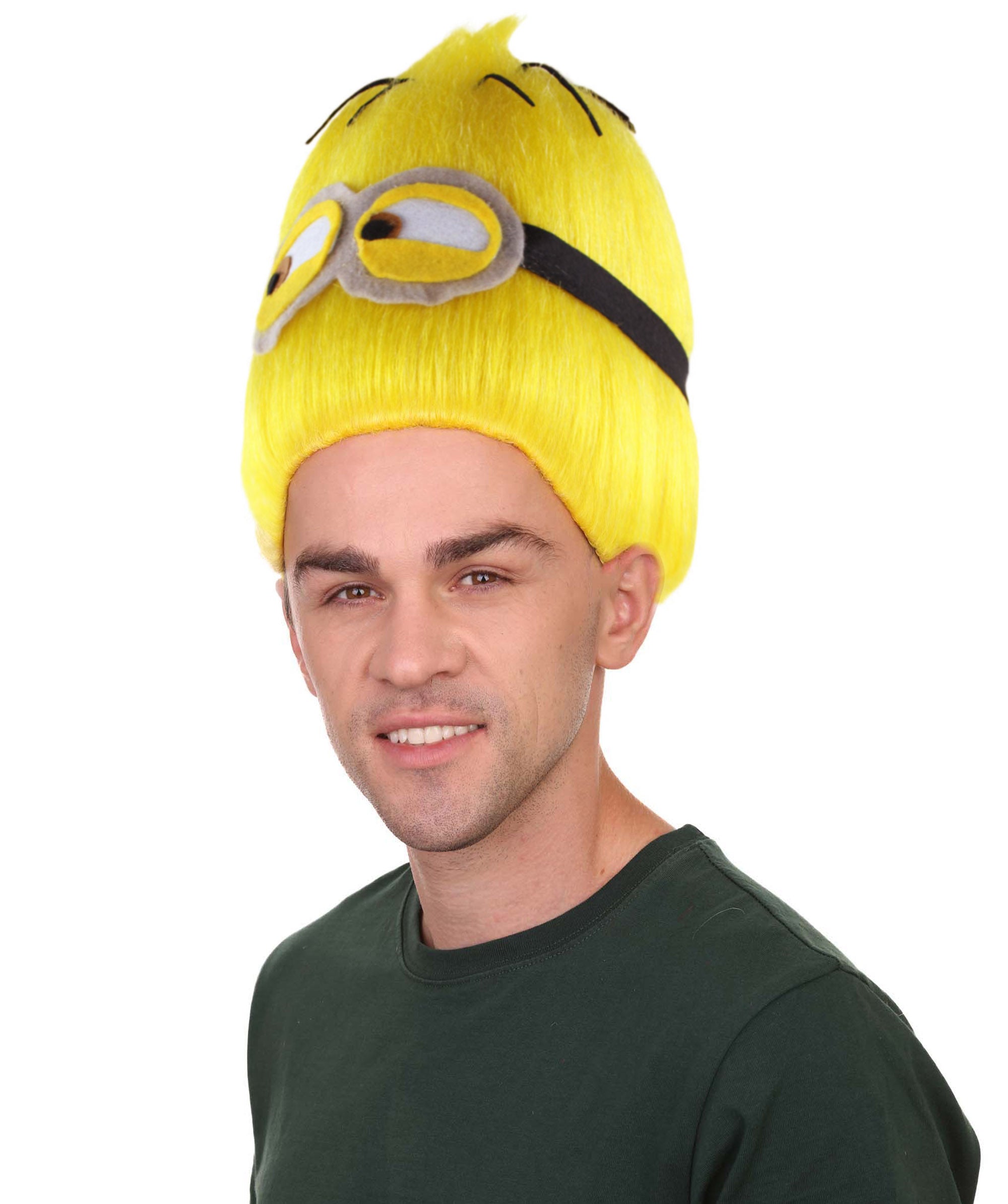 Men's Pointy Yellow Animation Helper Cartoon Wig with Eyes - One Size ...