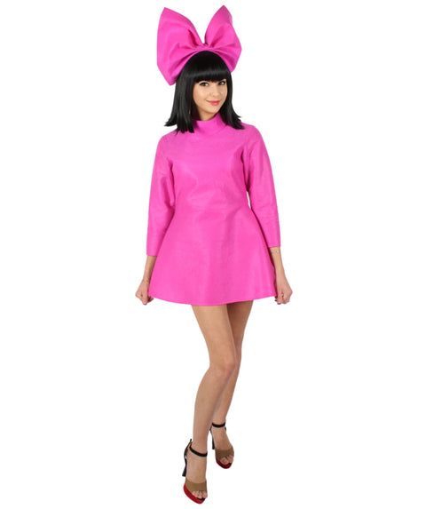 HPO Adult Women's Pink Singer Costume with Headband Bundle