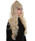Women's Blonde Color Wavy Medium Length High Ponytail Trendy Pop Star Diva Wig