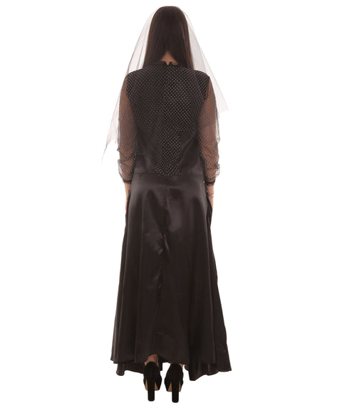 Adult Women's Elegant Bride Vampire Costume | Black Halloween Costume