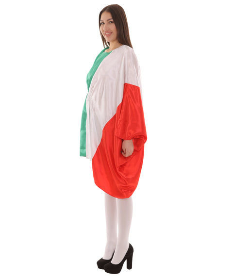 Adult Women's Celebratory Italian Flag Dress Sport  Costume | Patriotic Cosplay Costume