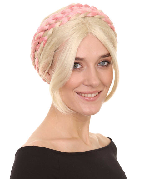 Renaissance Womens Braids | Short Blonde With Pink Braid Wig