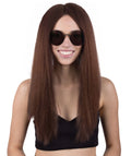 Adult Women's Brown Color Straight Medium Length Classic Hippie Wig